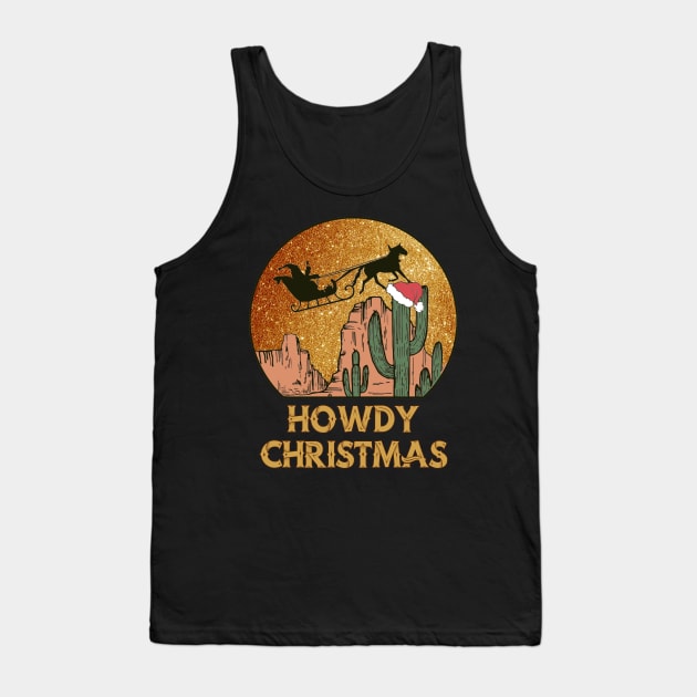 Western Cowboy Santa Howdy Christmas Pajamas Tank Top by SilverLake